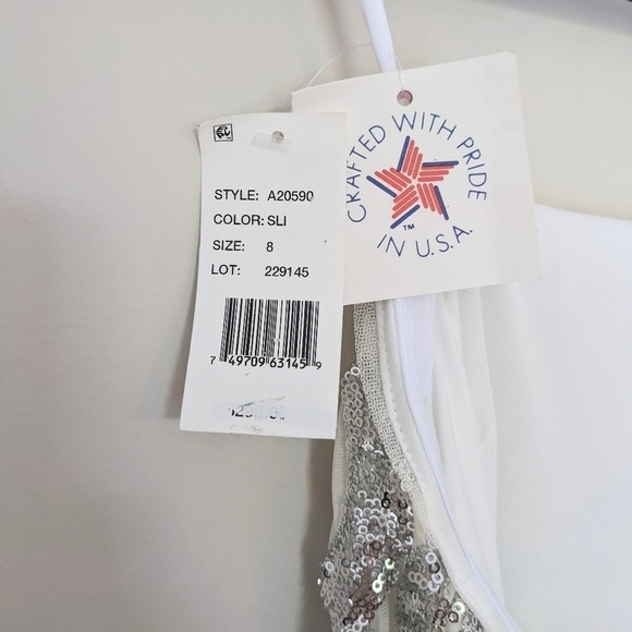 NEW AQUA White Silver Sequined Embellished Strapless Maxi Gown Dress #A20590 - Picture 7 of 8